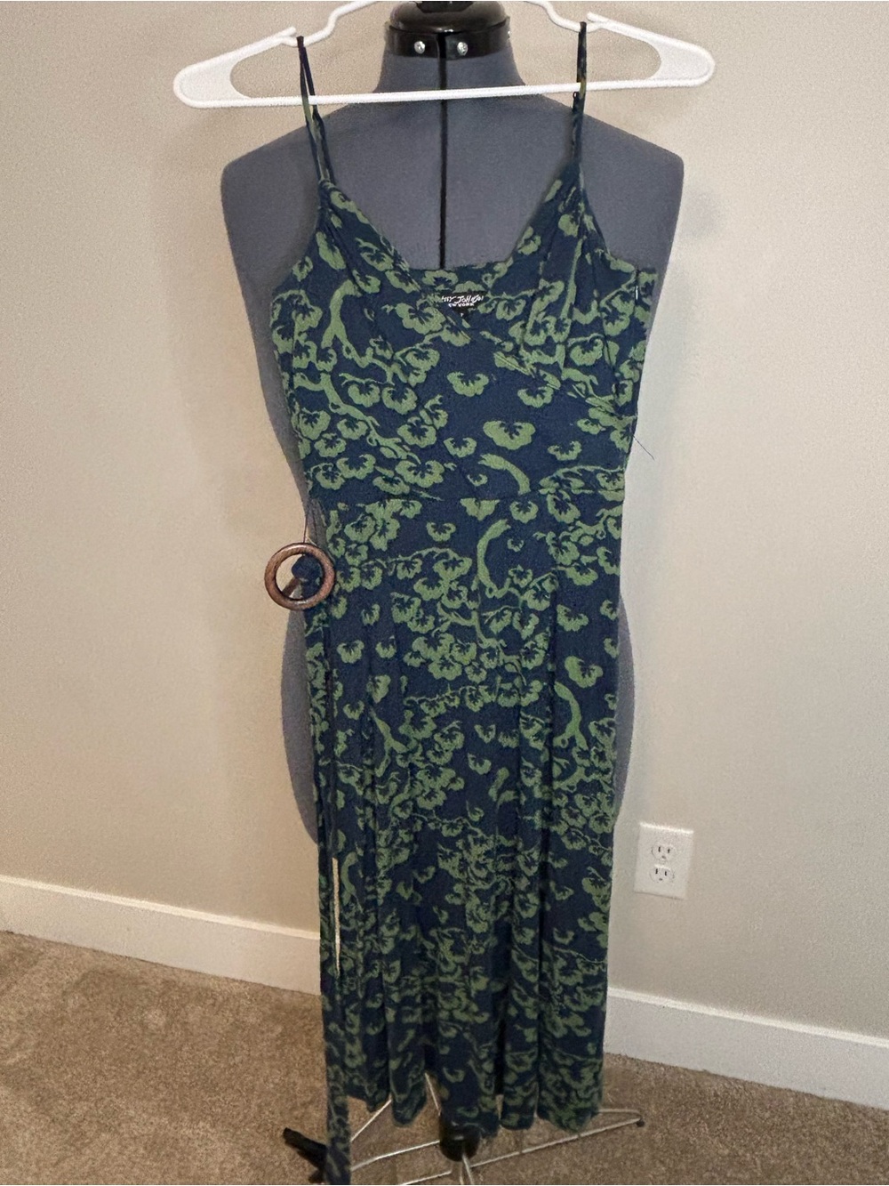 Vintage Betsey Johnson Black Label Y2K Blue Green Floral Maxi Dress Petite P